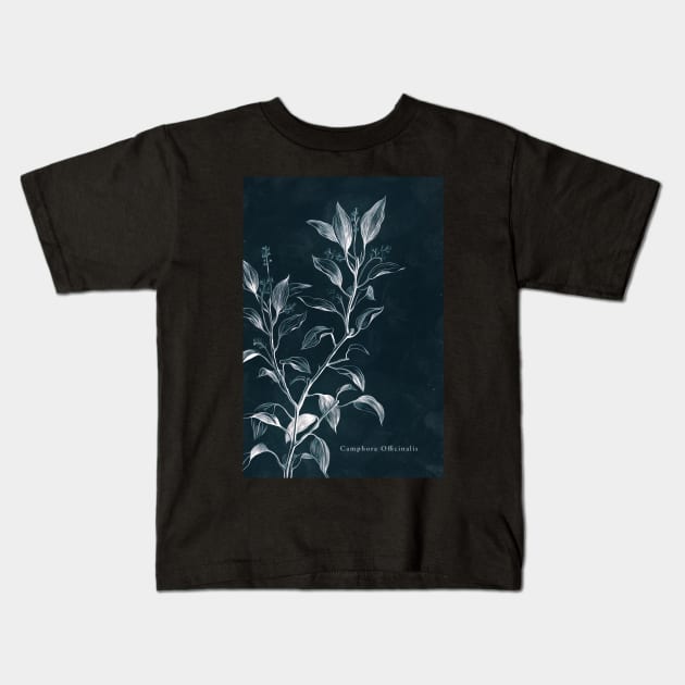 Cyanotype - Camphora Officinalis - C Kids T-Shirt by PixelHunter